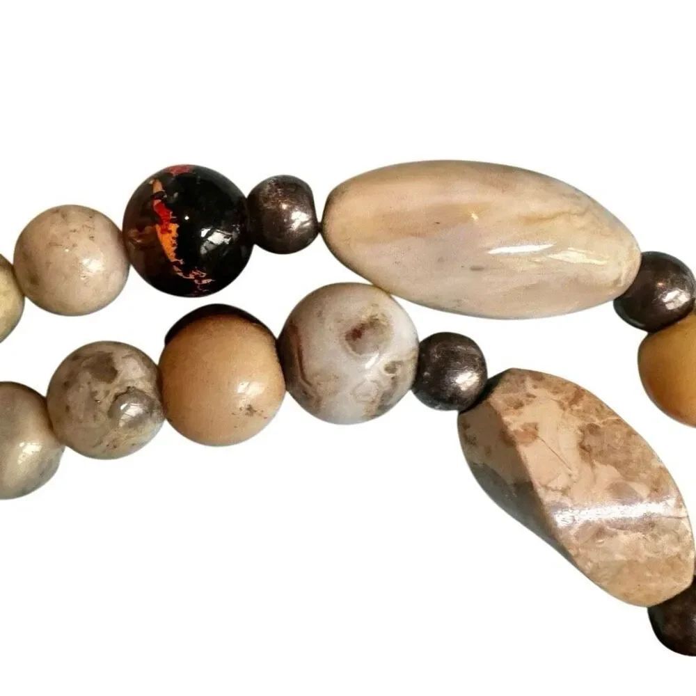 Crazy Lace Agate Pendant Necklace – Sterling Clasp, Natural Stone Beads - Picture 10 of 13